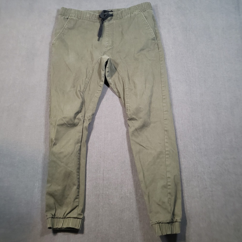 Southpole Jogger Pants Mens Large Olive Green Flex Twill Drawstring Elastic Cuff